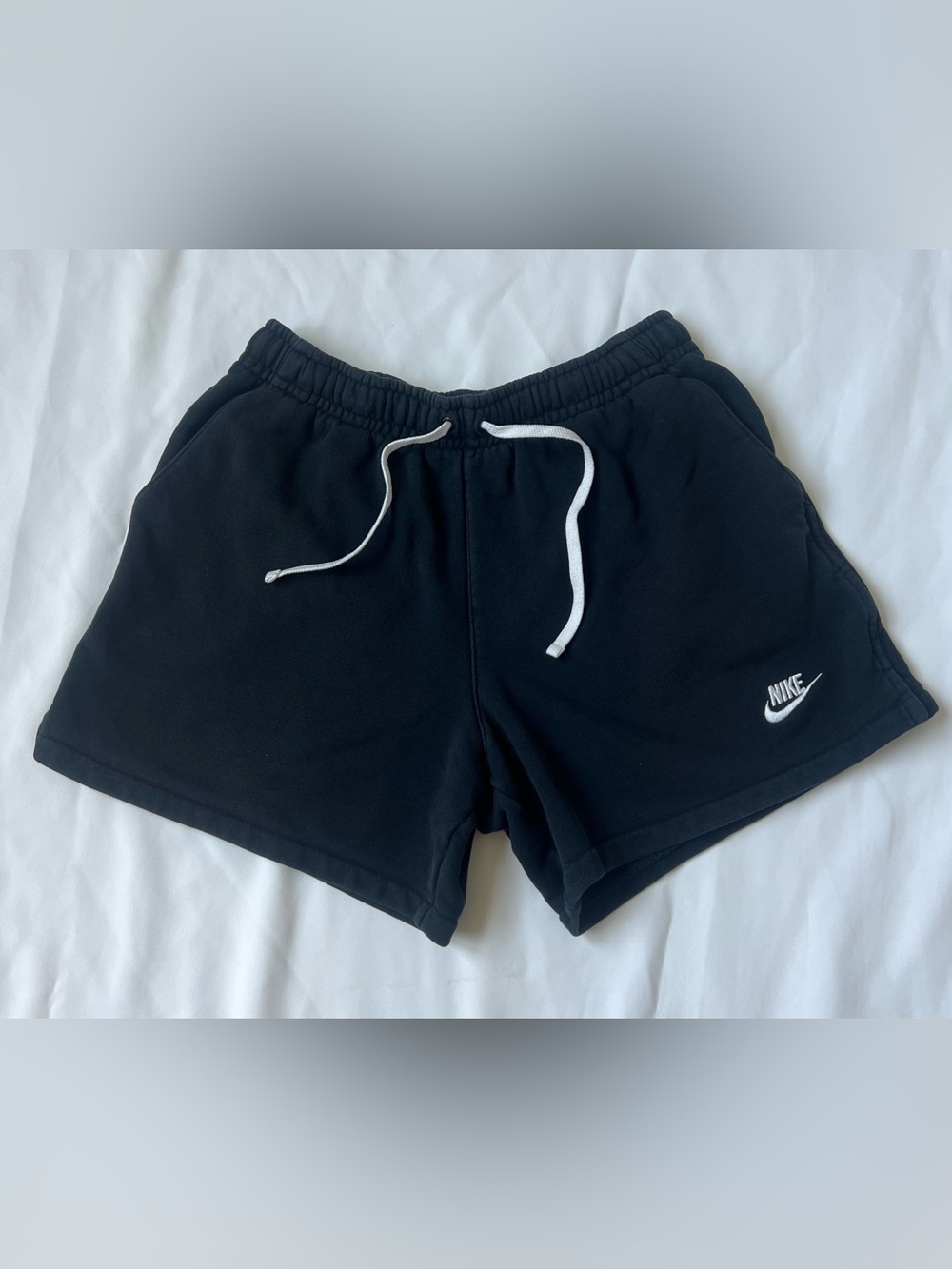 Nike Black Cotton Shorts with White Label